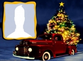 Car Carrying Christmas Tree Picture Frame