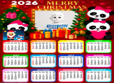 Calendar 2026 Merry Christmas Pink Panda