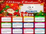 Calendar 2026 Merry Christmas December 25th Santa Claus