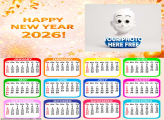 Calendar 2026 Happy New Year 2026 celebration frame