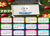 Calendar 2026 Merry Chistmas Peace all Hearts