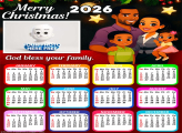 Calendar 2026 God Bless Family Merry Christmas