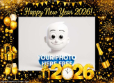 Happy New Year 2026 photo frame with family photos