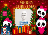 Pink Panda Merry Christmas kids photo collage