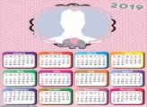 Pink and Gray Elephant Calendar 2019