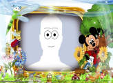 Picture Digital Mickey Mouse and Flowers